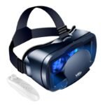 VR Headset for iPhone or Android, Adjustable Virtual Reality Anti-Blue Light 3D VR Glasses Headset Helmets, Compatible 5.0-7.0 inch with Controller, for Watching 3D VR Content (Black)